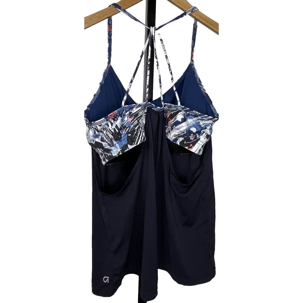Gap Tankini Tank Top Swimwear Multi Way Straps Removable Pads Navy Blue Medium‎